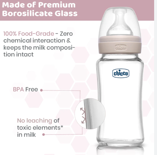 Picture of CHICCO WELL BEING GLASS FEEDING BOTTLE 240ML