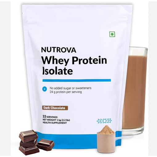 Picture of NUTROVA WHEY PROTEIN ISOLATE (DARK CHOCOLATE)  1KG