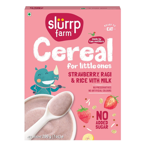 Picture of SLURRP FARM CEREAL STRAWBERRY RAGI & RICE WITH MILK 200G